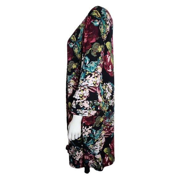 Connected Apparel Dress Womens Size 10 Multicolored Floral 3/4 Bell Sleeve - Picture 3 of 7